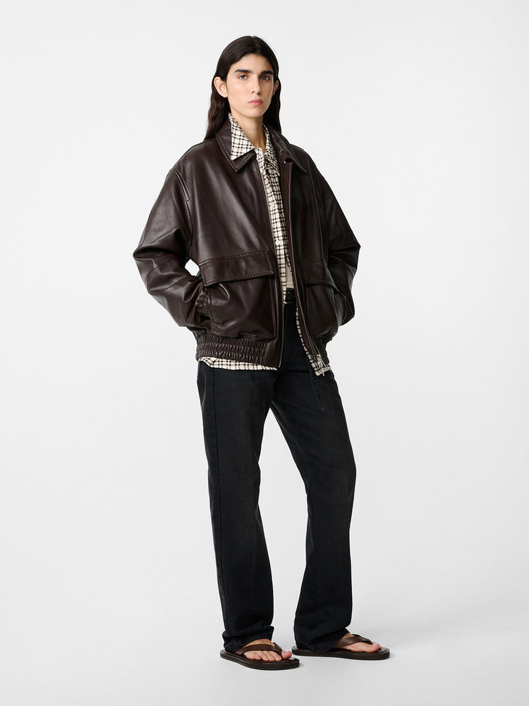 PISTON LEATHER JACKET IN BROWN