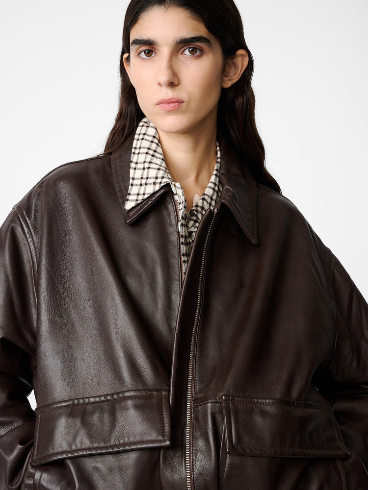 PISTON LEATHER JACKET IN BROWN