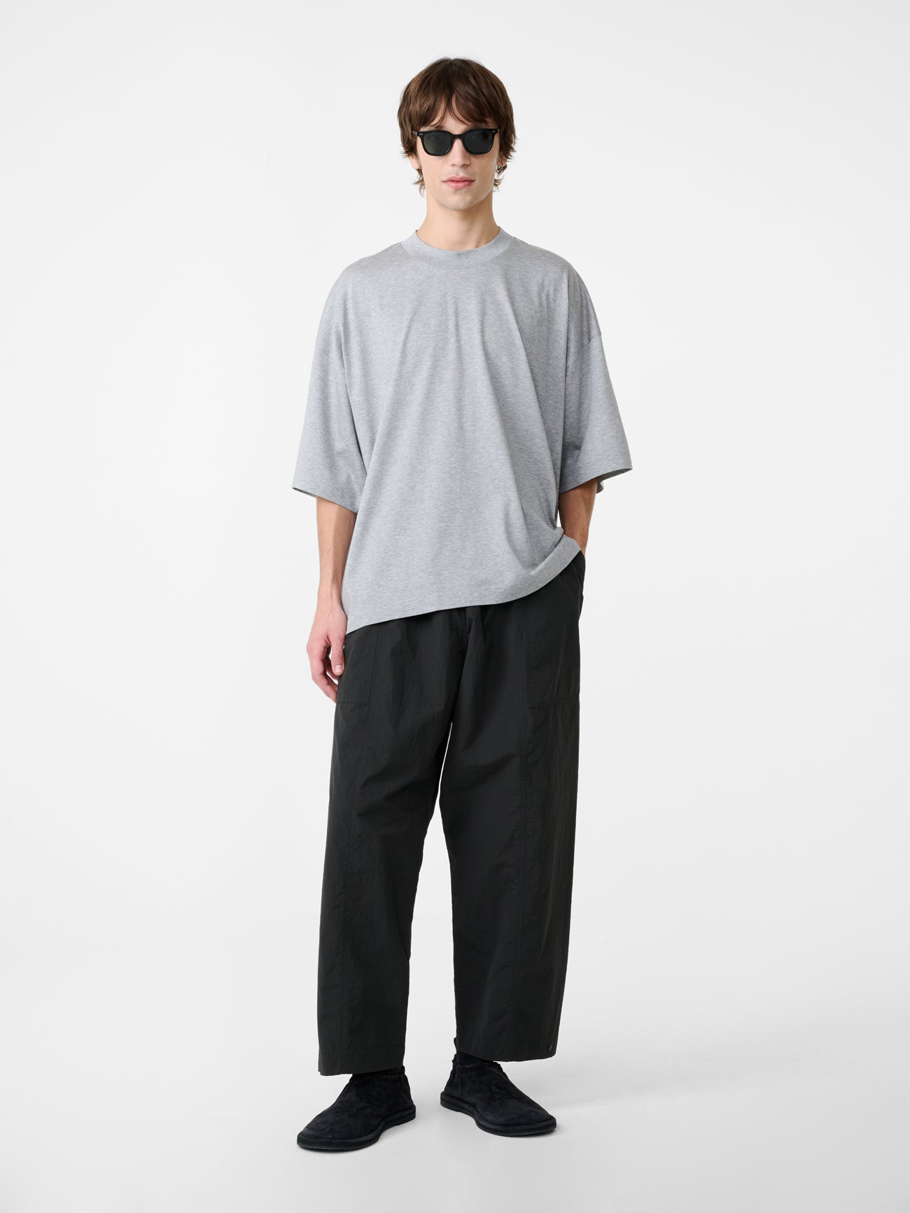 PIU LOGO T-SHIRT IN GREY MARL