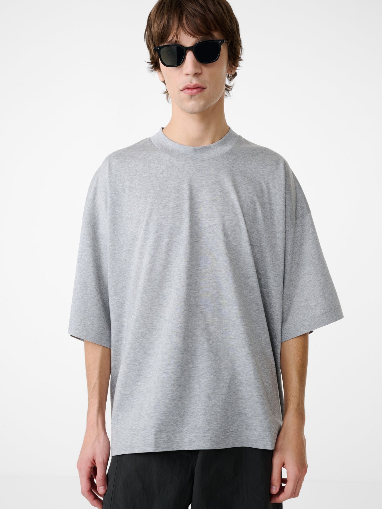 PIU LOGO T-SHIRT IN GREY MARL