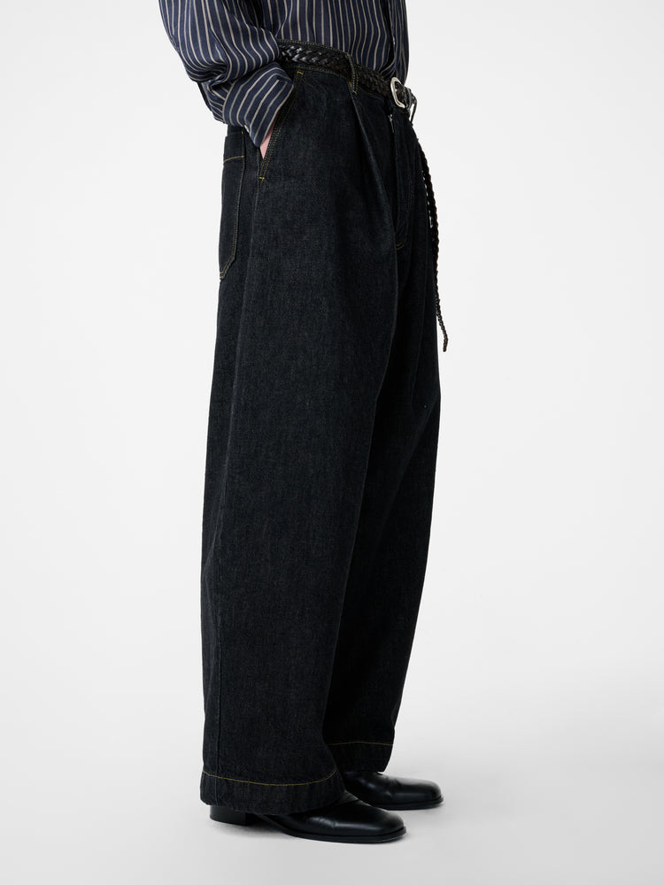 PUCH ITALIAN WIDE LEG DENIM PANT IN BLACK