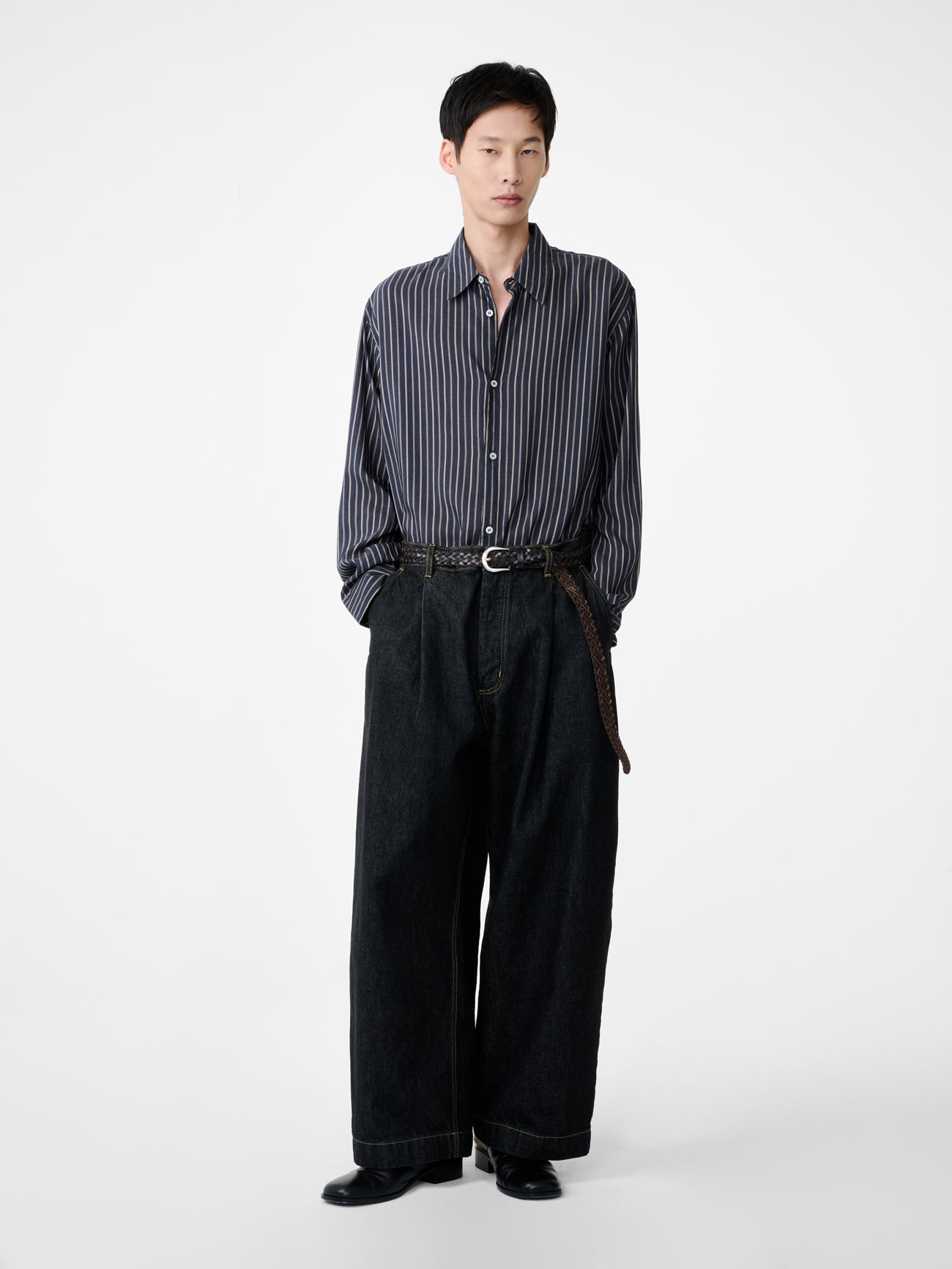 PUCH ITALIAN WIDE LEG DENIM PANT IN BLACK