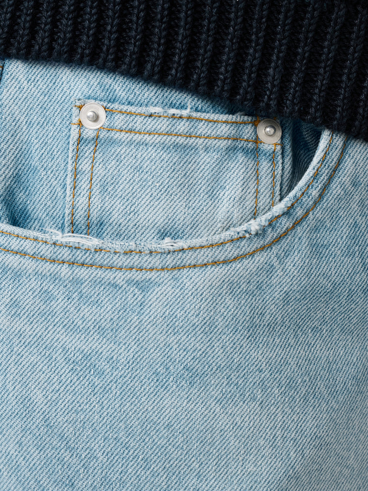 RISO STRAIGHT  LEG DENM PANT IN BLEACHED WASH
