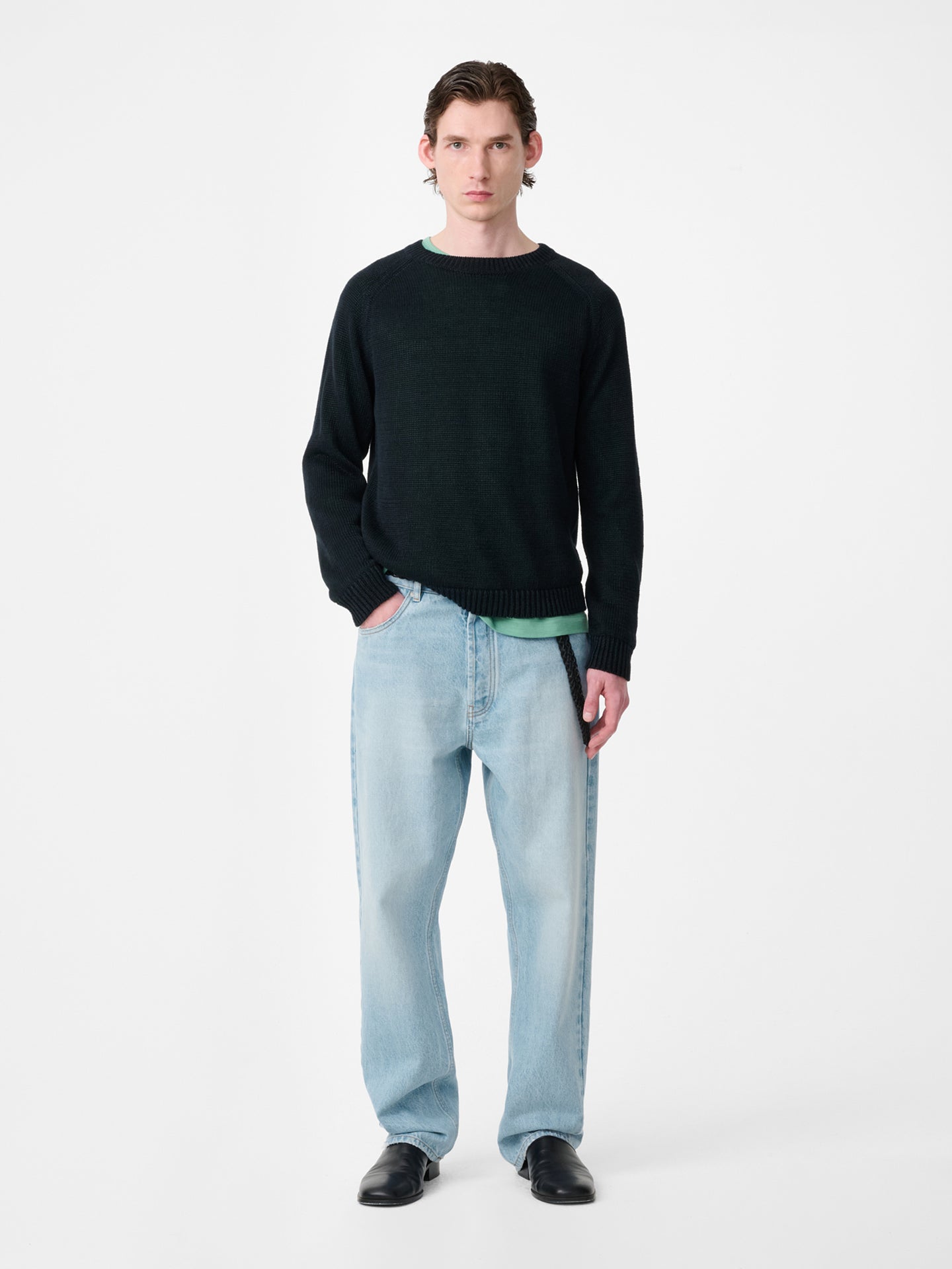 RISO STRAIGHT  LEG DENM PANT IN BLEACHED WASH