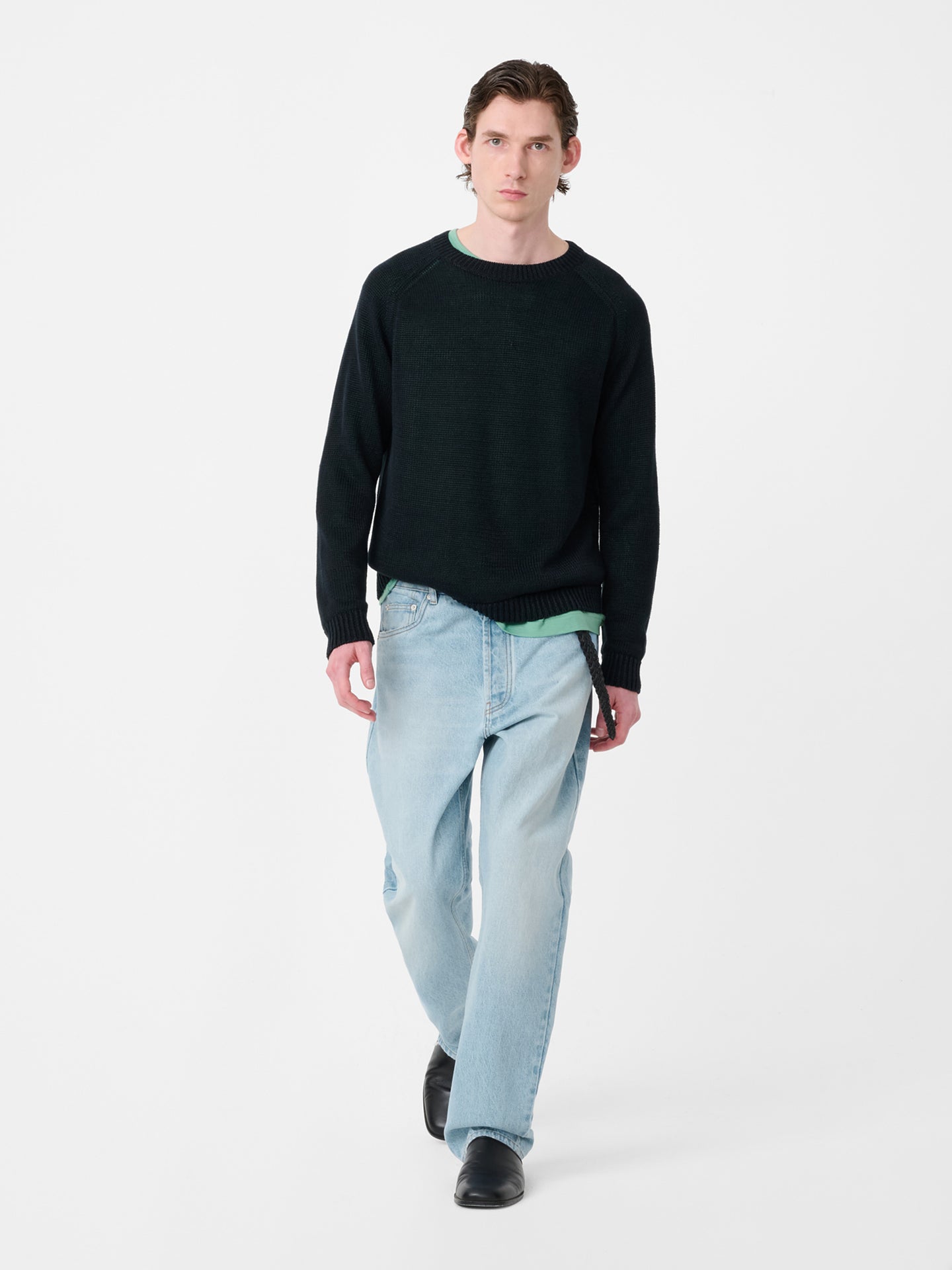 RISO STRAIGHT  LEG DENM PANT IN BLEACHED WASH