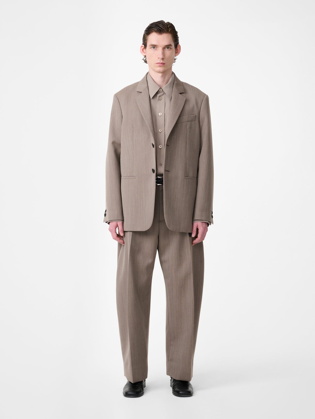 ROVERSI WOOL JACKET IN BARK MELANGE