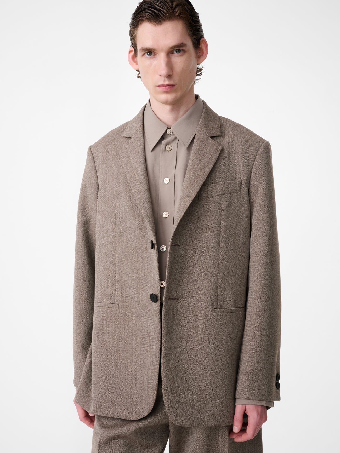 ROVERSI WOOL JACKET IN BARK MELANGE