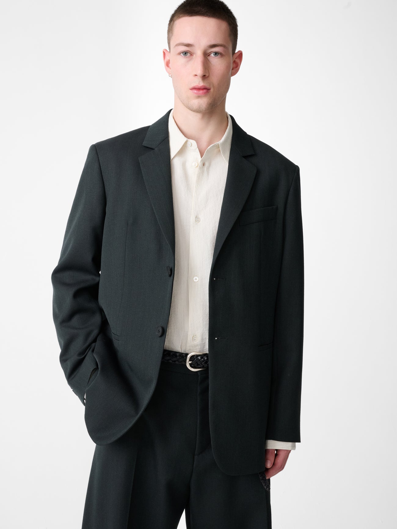 ROVERSI  WOOL JACKET IN MINERAL GREEN