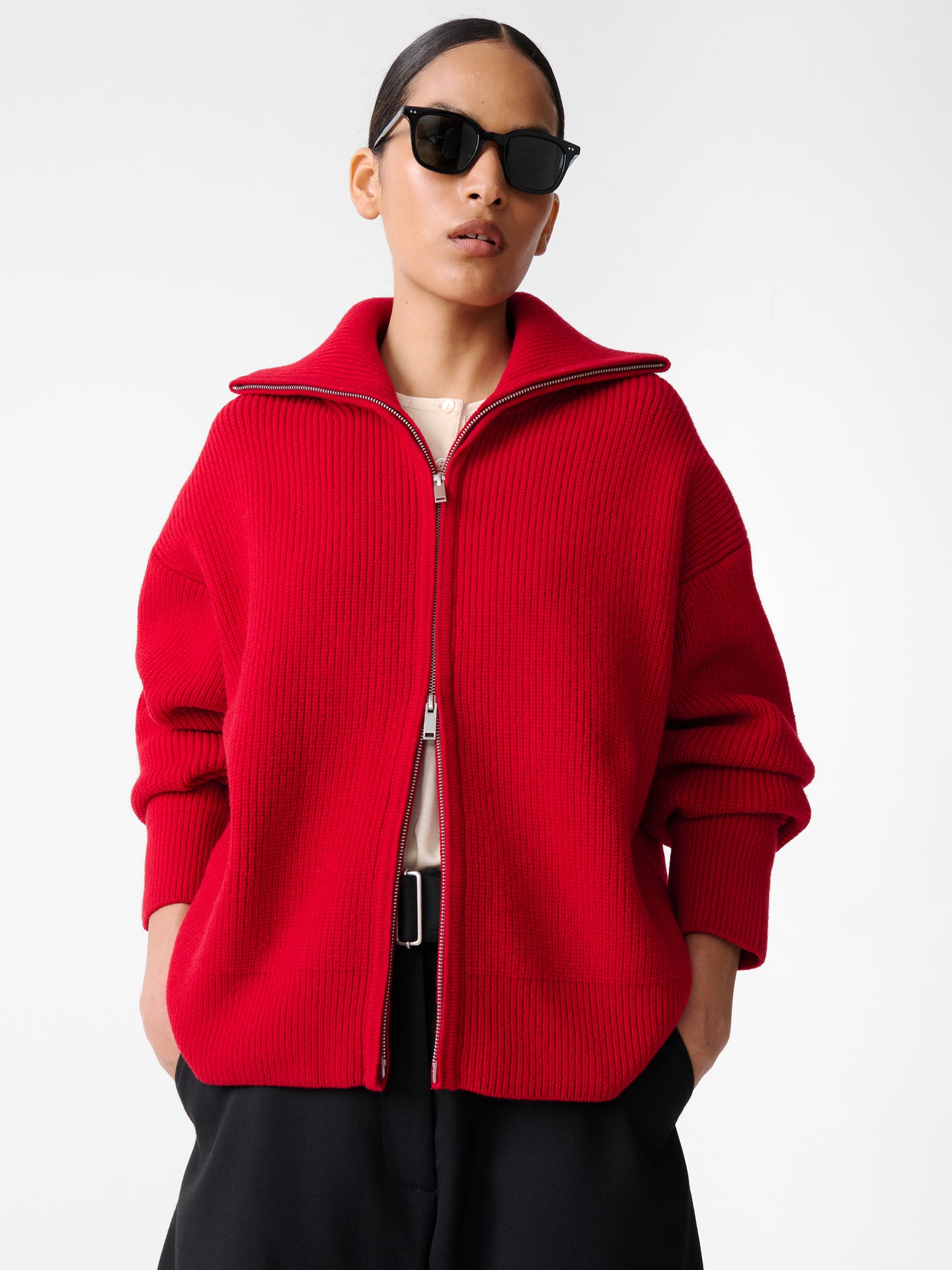 SANDOS KNIT IN CRIMSON