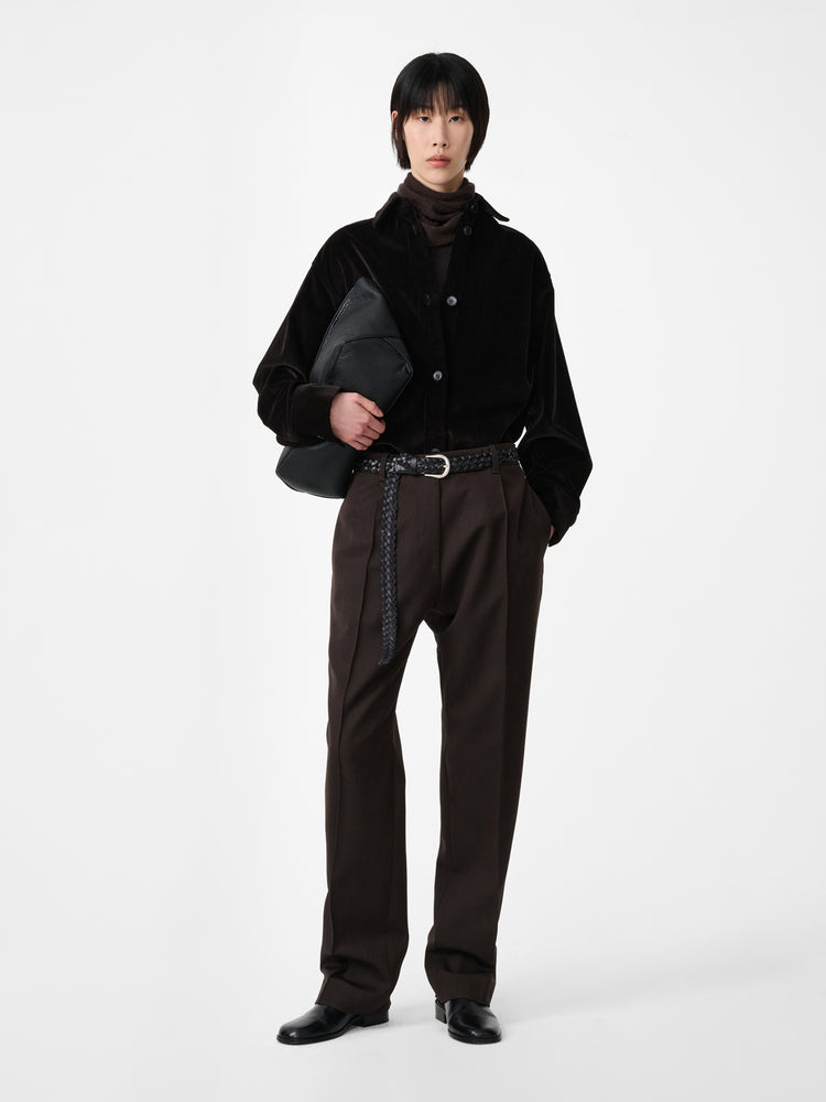 SANTINI CORDUROY SHIRT IN ESPRESSO