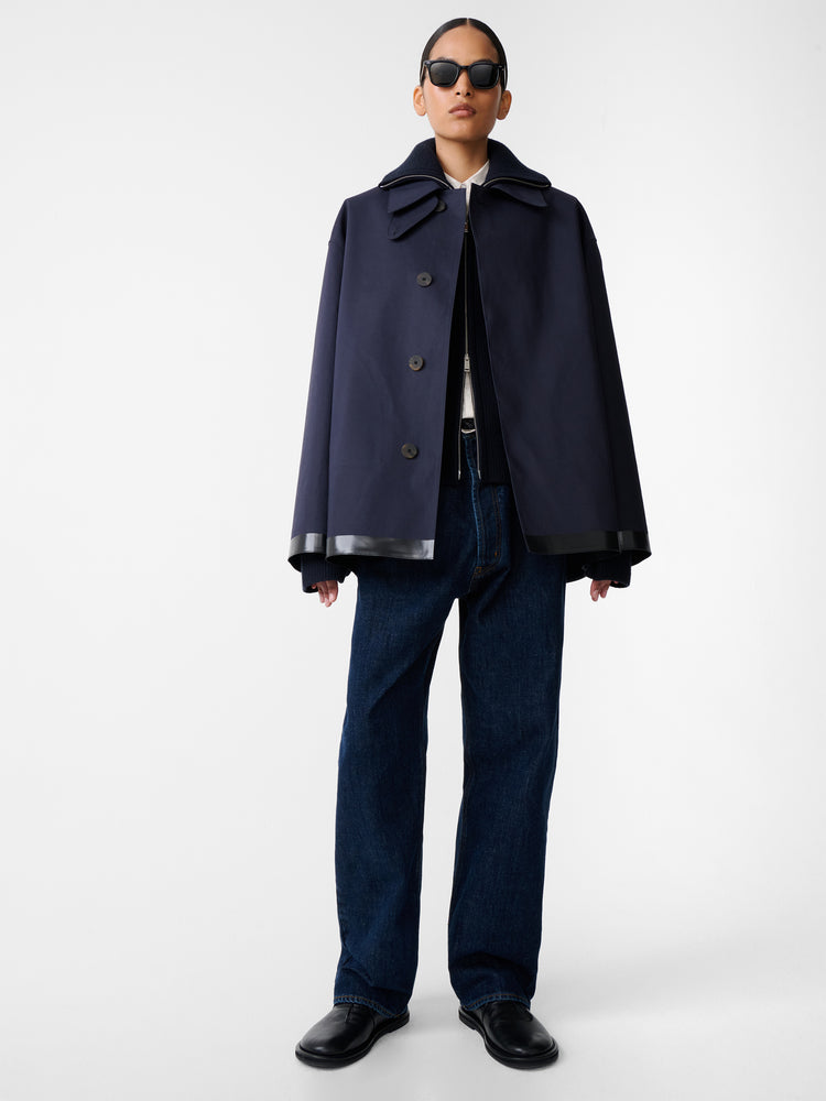 SN × MACKINTOSH TEVIOT SHORT COAT IN NAVY
