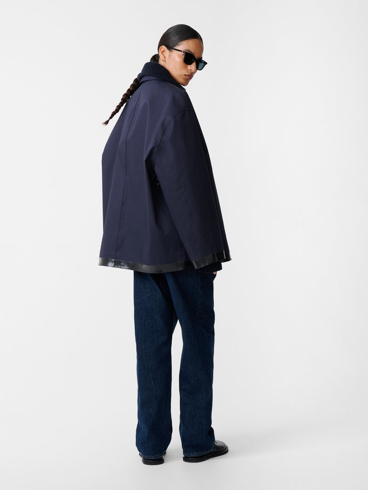 SN × MACKINTOSH TEVIOT SHORT COAT IN NAVY