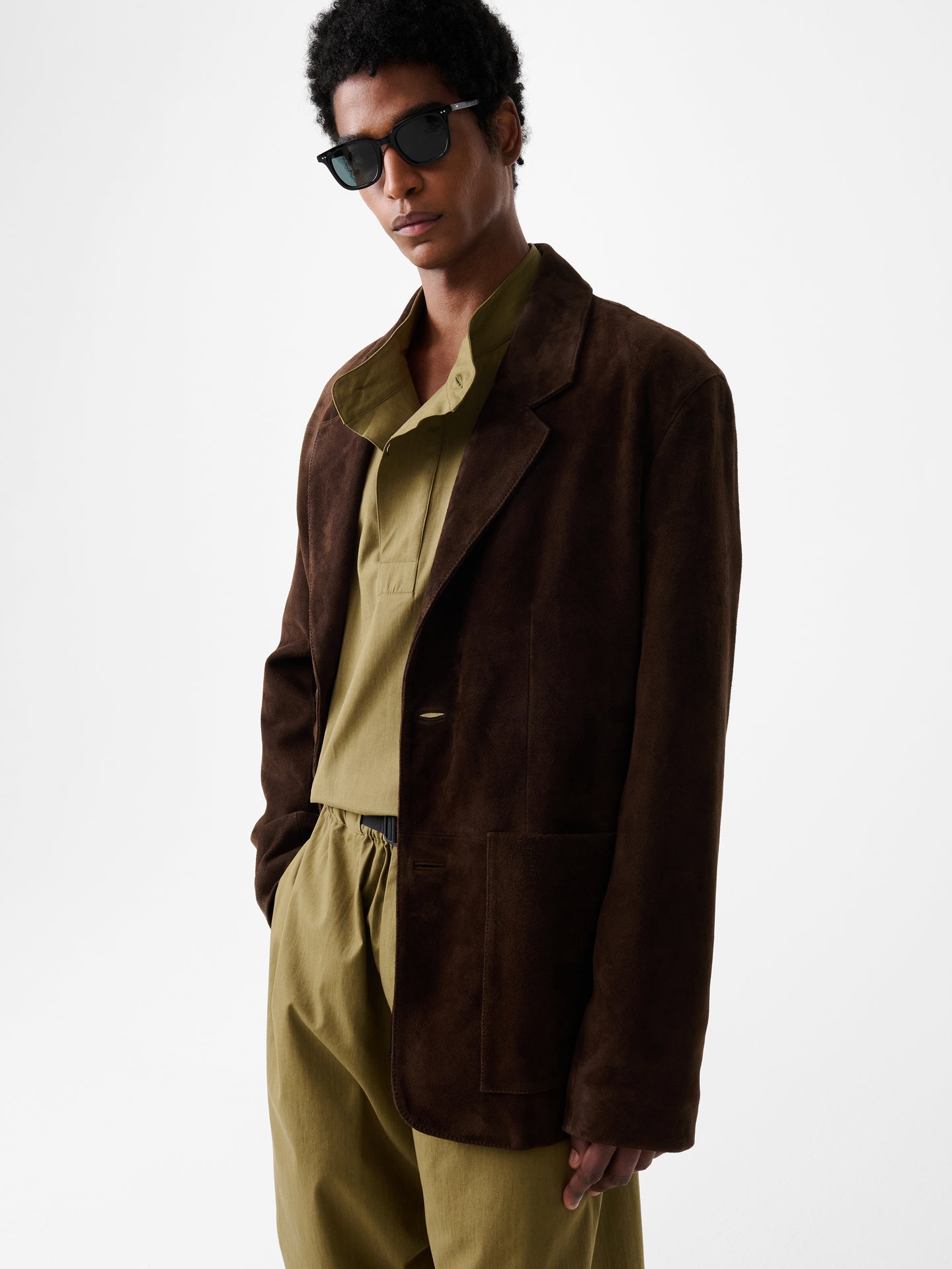 TIKO SUEDE JACKET IN ESPRESSO BROWN
