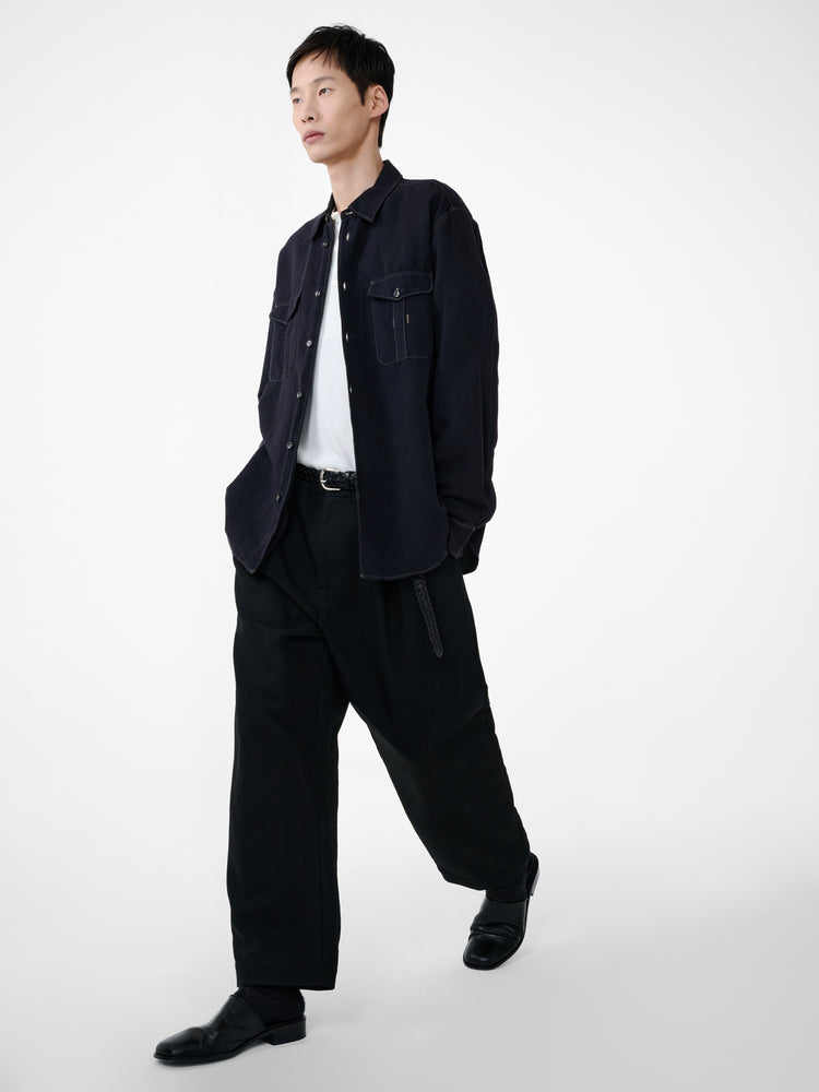 TUCK COTTON PANT IN BLACK