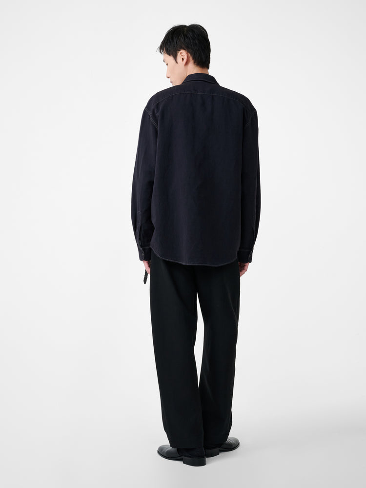 TUCK COTTON PANT IN BLACK