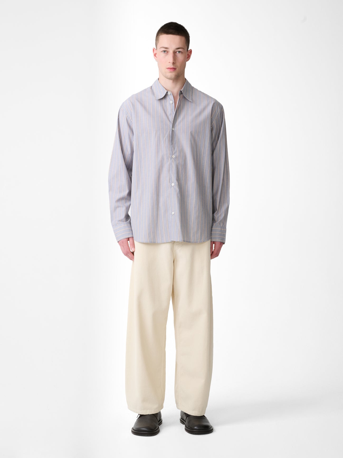 VIEW SHIRT IN GREY / BROWN STRIPE