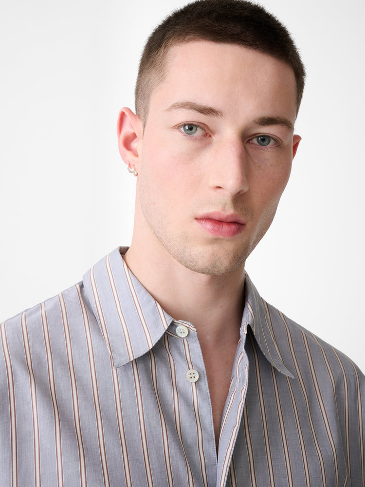 VIEW SHIRT IN GREY / BROWN STRIPE