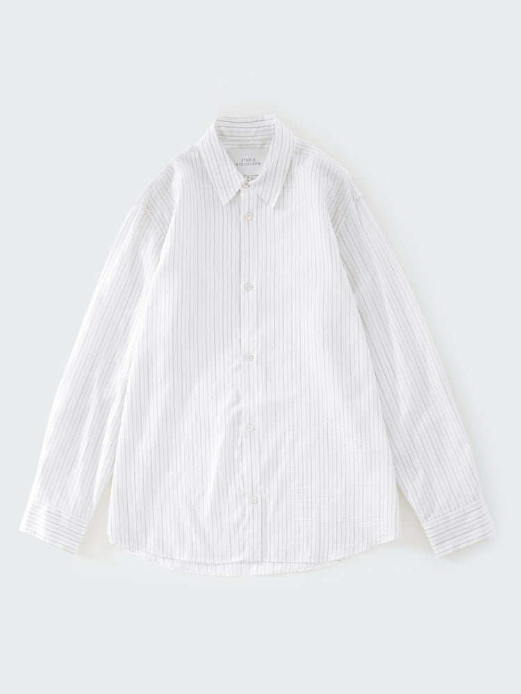 VIEW SILK SHIRT IN ECRU / BLACK STRIPE