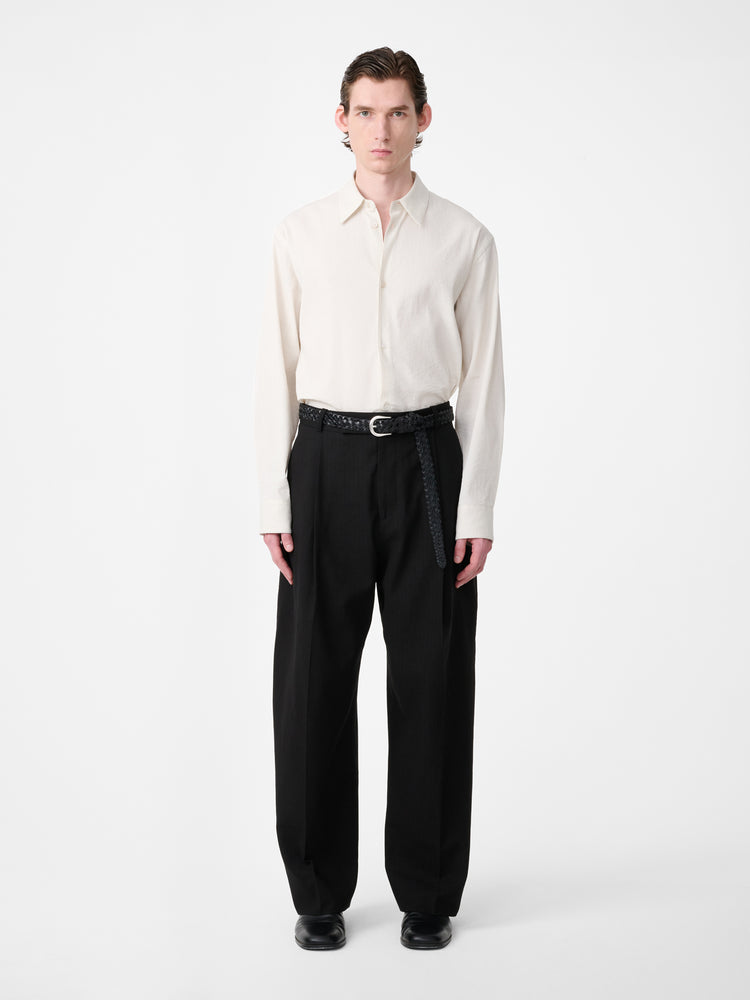 VIEW SHIRT IN PARCHMENT / BLACK STRIPE