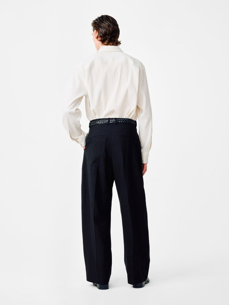 VIEW SHIRT IN PARCHMENT / BLACK STRIPE