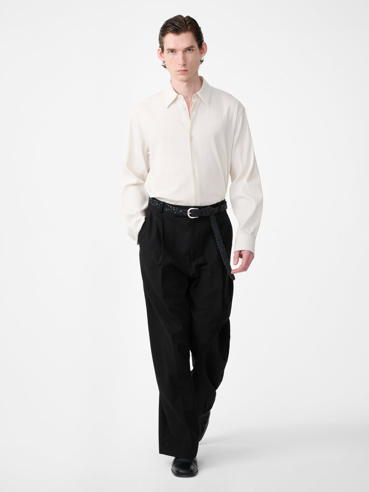 VIEW SHIRT IN PARCHMENT / BLACK STRIPE