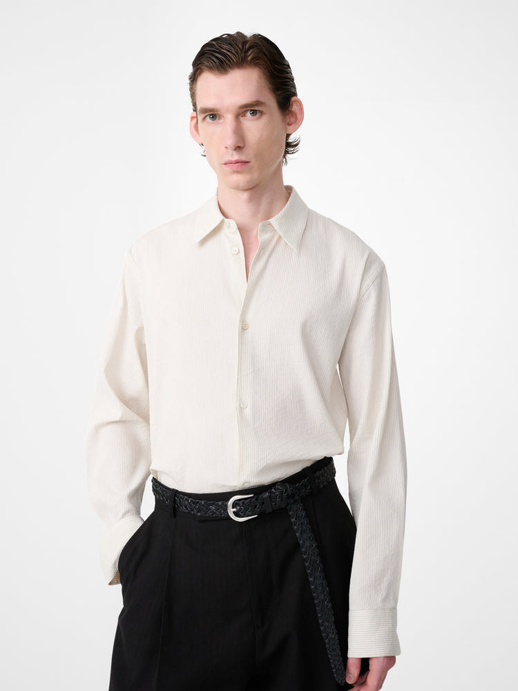 VIEW SHIRT IN PARCHMENT / BLACK STRIPE